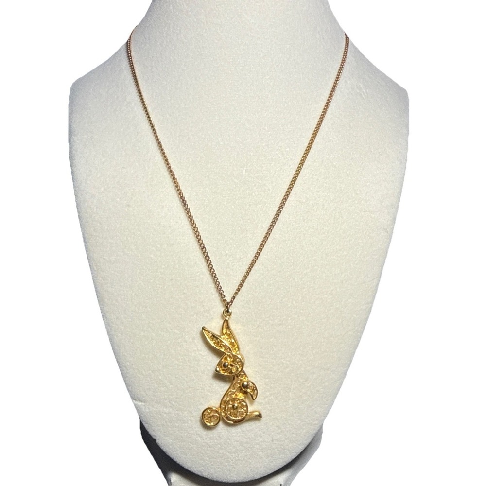 Park Lane Gold Tone Necklace With Mobile Rabbit Pendant Vtg J-7I‎